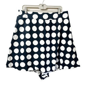 Debbie Shuchat Womens Black Mini Skirt 14 Polka Dot Back Zip Asymmetrical